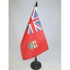 Manitoba Table Flag 5'' x 8'' - Canada - Canadian region of Manitoba Desk Flag 21 x 14 cm - Black plastic stick and base - AZ FLAG