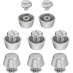 HARFINGTON 8 Set Rivets Stud Handbag Purse Feet 1/2" Flat Head Studs Screw Back Spikes Alloy Rivets Buckle Leathercraft for Leather Bag Totes Clothing DIY, Silver Tone