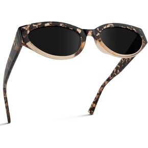 WearMe Pro Elegant Oval Cat Eye Sunglasses for Women - Vintage-Inspired Slim Frame with Gradient UV Protection Lenses