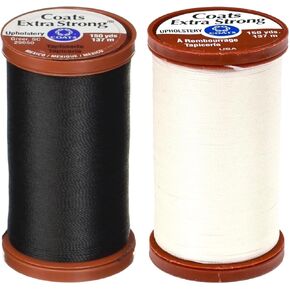 Coats & Clark Extra Strong Upholstery Thread, 150-Yard Spools (Black & Natural Cream/White)