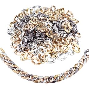 PandaHall 160pcs 4 Colors Unwelded Link Ring Connectors Plastic Bag Rings for Twisted Bag Chain Earring DIY Crafts, 30x21x6mm