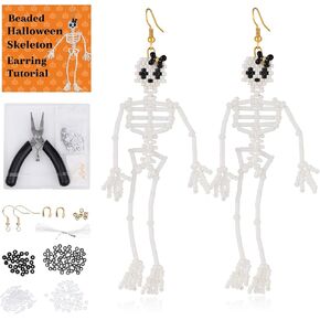 DoDoBeads Earring Making Kit, Halloween Beads Kit, Jewelry Making Kit with Glass Beads, Crystal Beads, Tube Beads, Gold Spacer Beads, Copper Wire, Earring Hook, Jump Rings, Tools