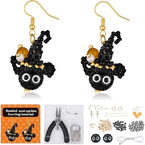 DoDoBeads Earring Making Kit, Halloween Beads Kit, Jewelry Making Kit with Glass Beads, Crystal Beads, Tube Beads, Gold Spacer Beads, Copper Wire, Earring Hook, Jump Rings, Tools