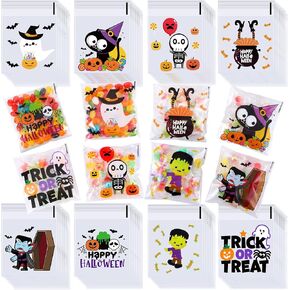 Joottuan 320 Pcs Halloween Treat Bag Clear Self Adhesive Cellophane Bags Cookie Bags Plastic Candy Bags for Party Favors Supplies