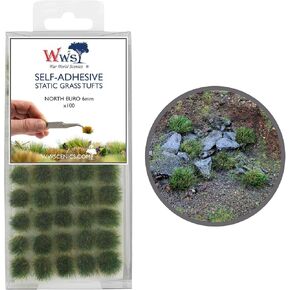 War World Scenics Self Adhesive Static Grass Tufts x 100 – North European, 6mm – Model Railway Wargame Scenery Railroad Modelling Diorama Miniature Hobby Tabletop