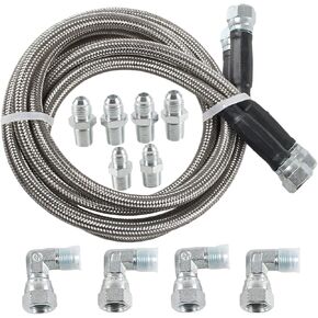 6AN SS Transmission Cooler Hose Fitting Stainless Steel Braided Cooling Lines Compatible with Chevy Ford Mopar Replacement for TH350/ 700R4/ TH400 50"