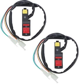2 PCS Universal 7/8" 22mm Handlebar Switch Start/Kill Button with Ignition Switch Replacement for Motorcycles Electric Bike ATVs Scooters.