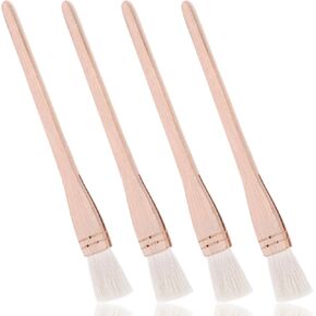 4 Pcs Hake Paintbrush Set, 1 Inch Soft Goat Hair Brushes with Solid Wooden Handle, Acrylic & Watercolor Flat Fan Brush for Pottery Art