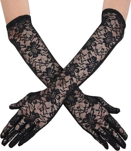 Women's Long Lace Floral Opera Gloves Wedding Bridal Gloves Bridal Dance Gloves Party Stretchy Elbow Length Gloves in Kuwait