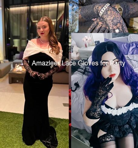 Women's Long Lace Floral Opera Gloves Wedding Bridal Gloves Bridal Dance Gloves Party Stretchy Elbow Length Gloves in Kuwait