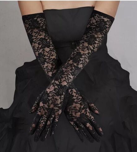 Women's Long Lace Floral Opera Gloves Wedding Bridal Gloves Bridal Dance Gloves Party Stretchy Elbow Length Gloves in Kuwait