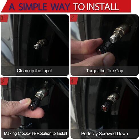4PCS Tire Valve Caps for Car Valve Stem Wheel Center Cap, Anti-Corrosion Premium Anodized Alloy Tire Air Cap with Plastic Liner Corrosion Resistant Leak-Proof for Car Truck Motorcycle Bike (GT Black) in Saudi Arabia
