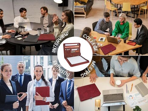 AZXCG Embossed Portfolio Binder,3-Ring Zipper Padfolio for Women and Men (Red) in Saudi Arabia