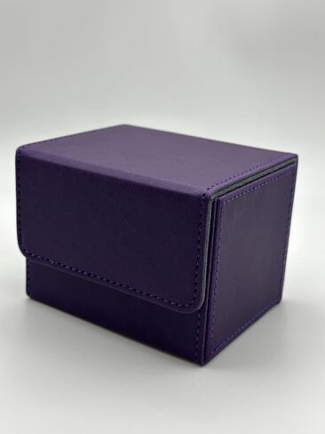 1pc Card Deck Box for MTG Cards, Card Storage Box Fits 100 Single Sleeved Cards, PU Leather TCG Card Deck Case Holder for Magic Commander Yugioh (Sideloading Purple Color) in Kuwait