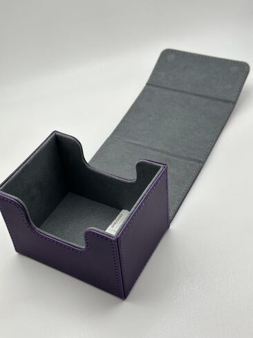 1pc Card Deck Box for MTG Cards, Card Storage Box Fits 100 Single Sleeved Cards, PU Leather TCG Card Deck Case Holder for Magic Commander Yugioh (Sideloading Purple Color) in Kuwait