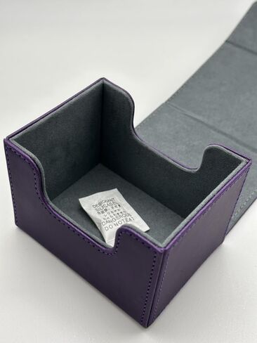 1pc Card Deck Box for MTG Cards, Card Storage Box Fits 100 Single Sleeved Cards, PU Leather TCG Card Deck Case Holder for Magic Commander Yugioh (Sideloading Purple Color) in Kuwait