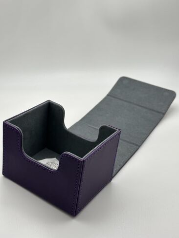 1pc Card Deck Box for MTG Cards, Card Storage Box Fits 100 Single Sleeved Cards, PU Leather TCG Card Deck Case Holder for Magic Commander Yugioh (Sideloading Purple Color) in Kuwait
