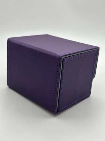 1pc Card Deck Box for MTG Cards, Card Storage Box Fits 100 Single Sleeved Cards, PU Leather TCG Card Deck Case Holder for Magic Commander Yugioh (Sideloading Purple Color) in Kuwait