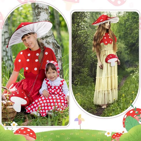 مجموعة Blosssound مكونة من 3 إكسسوارات لأزياء الهالوين للنساء على شكل قبعة الفطر وقبعة وحقيبة كتف باللون الأحمر والأبيض وحقيبة محفظة شال مع سحاب للحفلات التنكرية in Saudi Arabia
