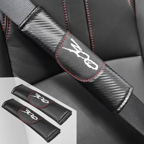 2 Pcs Carbon Fiber Leather Car Seat Belt Shoulder Pad Protective Sleeves for Chrysler 300/C/ 300S (RED) in Saudi Arabia
