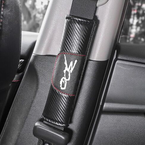 2 Pcs Carbon Fiber Leather Car Seat Belt Shoulder Pad Protective Sleeves for Chrysler 300/C/ 300S (RED) in Saudi Arabia