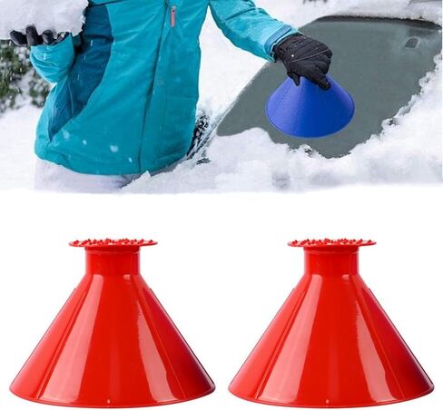 Ice Scrapers for Car Windshield,2pce Colorful Ice Scrapers Windshield Magic Conical Snow Scraper Funnel Scrape Snow Remover,Snow Scraper for car,Windshield scrapers. (2, RED) in Saudi Arabia