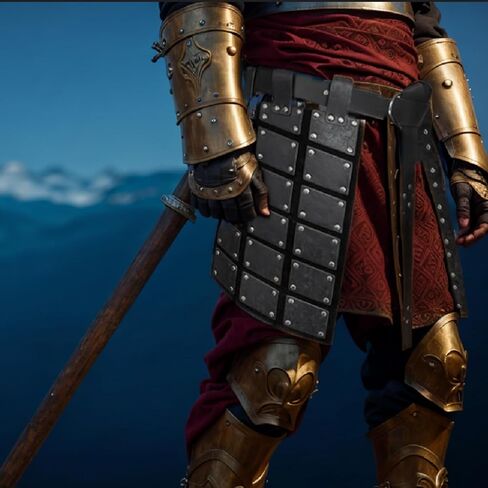 درع للفخذ من الجلد الصناعي من العصور الوسطى مع حزام خصر مزدوج الجوانب - مثالي لدرع تنورة LARP والمرتزقة والفرسان in Saudi Arabia