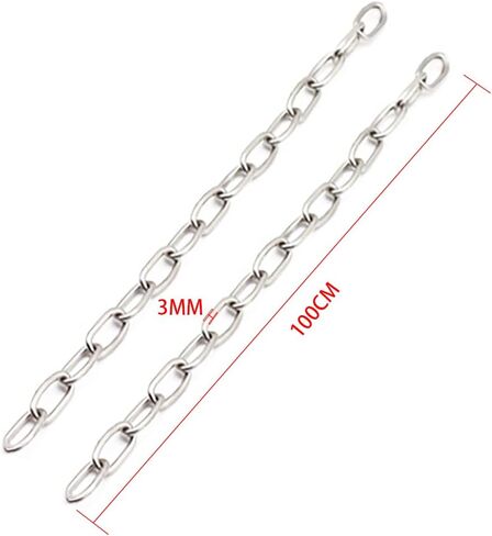 Small Metal Chain,Stainless Steel Safety Chains 20in (L) x 2MM (T) Long Link Chain Rings Light Duty Coil Chain for Hanging Pulling Towing (2mm*50cm-1 Pack) in Saudi Arabia