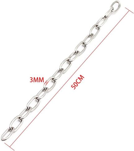 Small Metal Chain,Stainless Steel Safety Chains 20in (L) x 2MM (T) Long Link Chain Rings Light Duty Coil Chain for Hanging Pulling Towing (2mm*50cm-1 Pack) in Saudi Arabia