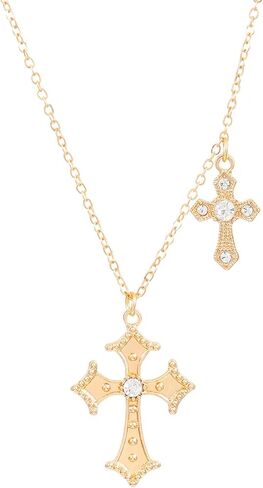 Dreuyet Cross Necklace for Women Trendy Rhinestone Double Cross Pendant Necklace Charm Baroque Style Cross Choker Necklace Valentines Day Christmas Day Jewelry Gifts in Saudi Arabia