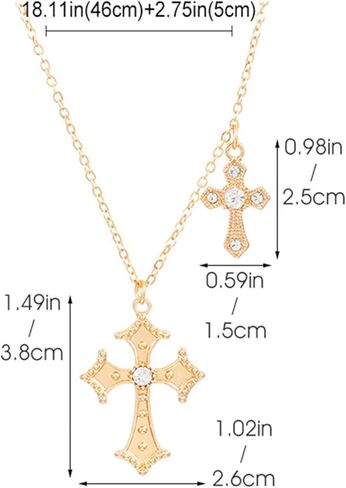 Dreuyet Cross Necklace for Women Trendy Rhinestone Double Cross Pendant Necklace Charm Baroque Style Cross Choker Necklace Valentines Day Christmas Day Jewelry Gifts in Saudi Arabia