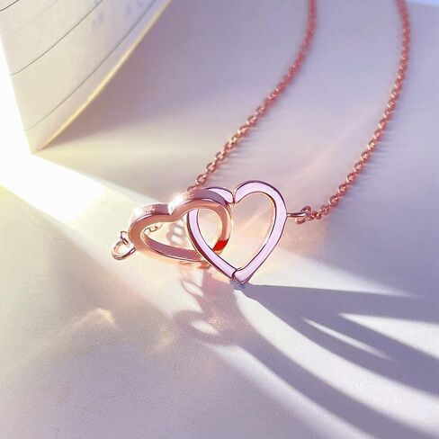 Dainty Open Heart Necklace for Women, Adjustable Tiny 14k Rose Gold Heart Pendant Choker Necklaces, Cute Love Open Heart Y Chain Necklace for Girls, Small Heart Necklace Jewelry Gifts for Her in Saudi Arabia