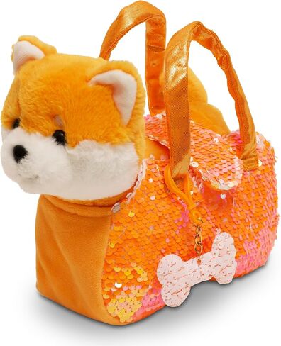 Little Jupiter Pet Plush Set with Purse w/Reversible Sequins & Charm - Stuffed Animal Toy for Kids Ages 4-5 - 6-7 - Stuffed Animal Purse - Stuffed Animals for Girls - (Pink Labradoodle) in Kuwait