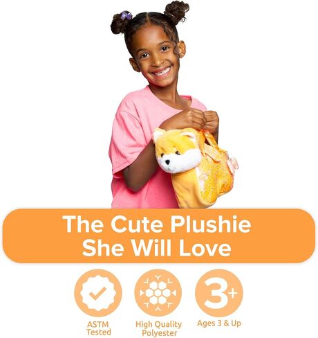 Little Jupiter Pet Plush Set with Purse w/Reversible Sequins & Charm - Stuffed Animal Toy for Kids Ages 4-5 - 6-7 - Stuffed Animal Purse - Stuffed Animals for Girls - (Pink Labradoodle) in Kuwait
