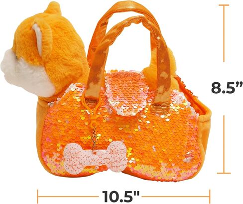 Little Jupiter Pet Plush Set with Purse w/Reversible Sequins & Charm - Stuffed Animal Toy for Kids Ages 4-5 - 6-7 - Stuffed Animal Purse - Stuffed Animals for Girls - (Pink Labradoodle) in Kuwait