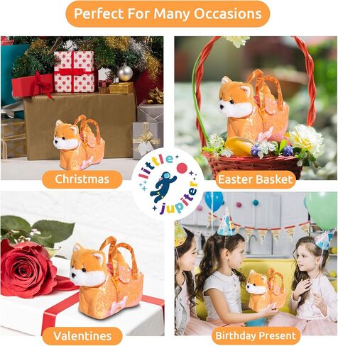 Little Jupiter Pet Plush Set with Purse w/Reversible Sequins & Charm - Stuffed Animal Toy for Kids Ages 4-5 - 6-7 - Stuffed Animal Purse - Stuffed Animals for Girls - (Pink Labradoodle) in Kuwait