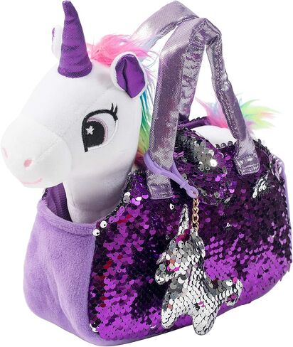 Little Jupiter Pet Plush Set with Purse w/Reversible Sequins & Charm - Stuffed Animal Toy for Kids Ages 4-5 - 6-7 - Stuffed Animal Purse - Stuffed Animals for Girls - (Pink Labradoodle) in Kuwait