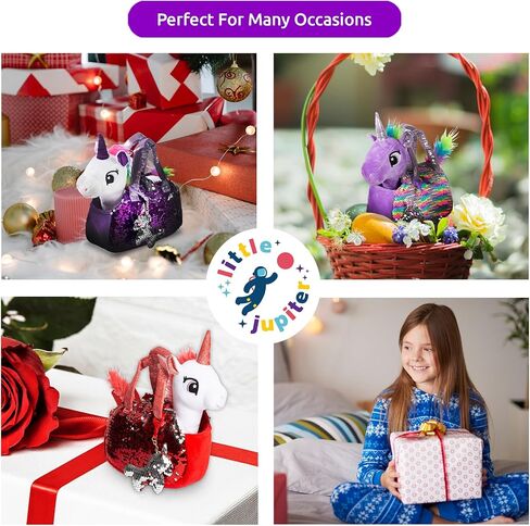 Little Jupiter Pet Plush Set with Purse w/Reversible Sequins & Charm - Stuffed Animal Toy for Kids Ages 4-5 - 6-7 - Stuffed Animal Purse - Stuffed Animals for Girls - (Pink Labradoodle) in Kuwait