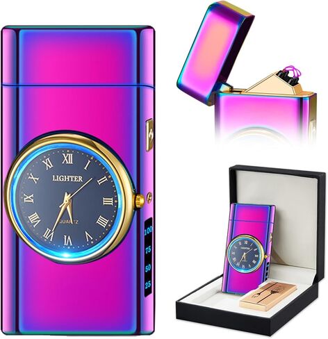 Watch Lighetr,Electric Lighter,Dual Arc Plasma Lighter,USB Lighter Rechargeable with Battery Display,Cool Lighter with Clock & Flashlight,Unique Gift for Men and Women (Dolphin Black) in Kuwait
