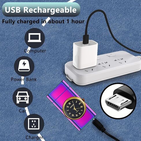 Watch Lighetr,Electric Lighter,Dual Arc Plasma Lighter,USB Lighter Rechargeable with Battery Display,Cool Lighter with Clock & Flashlight,Unique Gift for Men and Women (Dolphin Black) in Kuwait