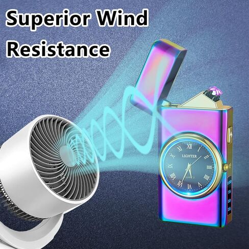 Watch Lighetr,Electric Lighter,Dual Arc Plasma Lighter,USB Lighter Rechargeable with Battery Display,Cool Lighter with Clock & Flashlight,Unique Gift for Men and Women (Dolphin Black) in Kuwait