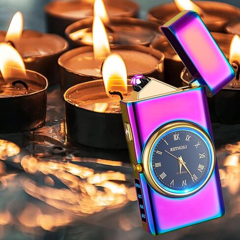 Watch Lighetr,Electric Lighter,Dual Arc Plasma Lighter,USB Lighter Rechargeable with Battery Display,Cool Lighter with Clock & Flashlight,Unique Gift for Men and Women (Dolphin Black) in Kuwait