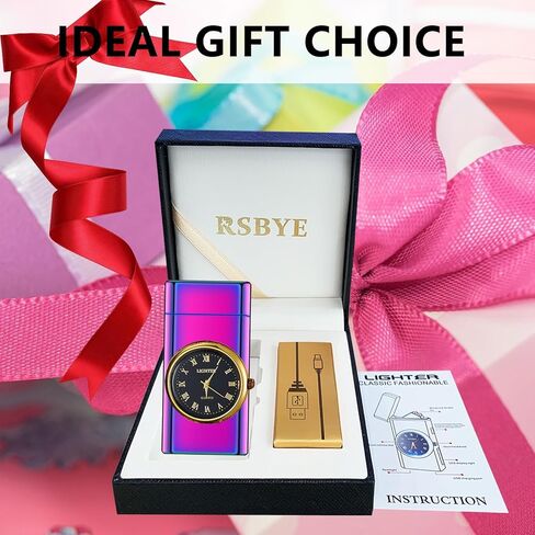 Watch Lighetr,Electric Lighter,Dual Arc Plasma Lighter,USB Lighter Rechargeable with Battery Display,Cool Lighter with Clock & Flashlight,Unique Gift for Men and Women (Dolphin Black) in Kuwait