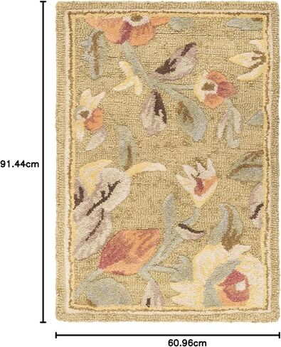 SAFAVIEH Blossom Collection 2' x 3' Green/Multi BLM785A Handmade Floral Premium Wool Accent Rug in Saudi Arabia