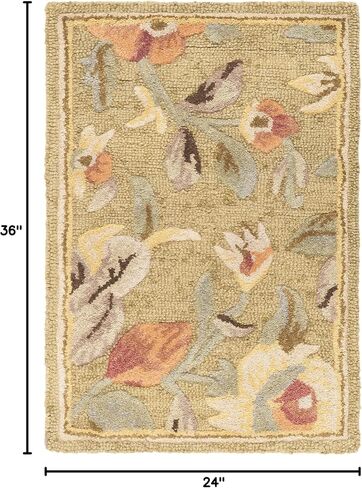 SAFAVIEH Blossom Collection 2' x 3' Green/Multi BLM785A Handmade Floral Premium Wool Accent Rug in Saudi Arabia