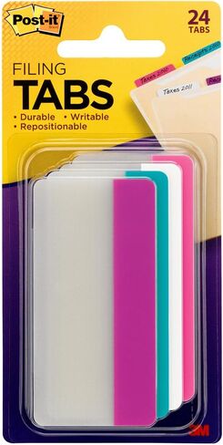 Post-it Tabs, 3 in Solid, Assorted Colors, 6 Tabs/Color, 4 Colors, 24 Tabs/Pack (686-PWAV3IN) in Saudi Arabia