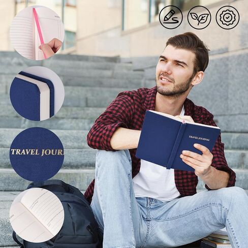 Travel Journal, A5 Travelers Notebook, Lined Journal Notebook for Travelers Plan(Blue, 224pages) in Kuwait