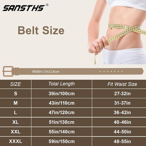 SANSTHS 3 PACK Women Leather Belts for Jeans Pants Dresses Fashion Ladies Waist Belt with Gold Square Buckle in Saudi Arabia