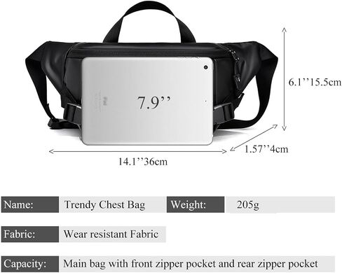 Fanny Pack for Men & Women, Large Fanny Pack for Traveling Hiking, Waterproof Mens Fanny Pack Crossbody with Adjustable Strap, Fashionable Running Fanny Pack for Outdoor Sling Bag (Black) in Saudi Arabia