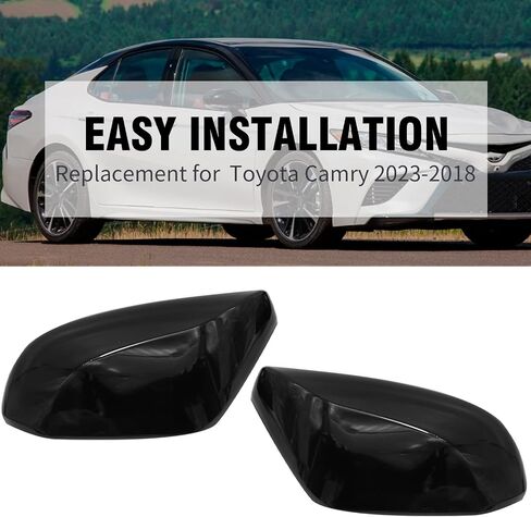 2 Pack Mirror Cover Rearview Mirror Guard Covers Door Side Moulding Exterior Decoration Trims Replacement for Toyota Camry 2018-2023 (Glossy Black) in Saudi Arabia